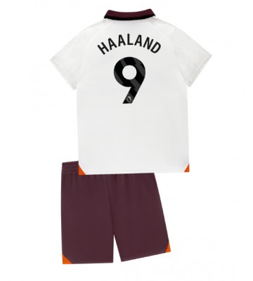 Maillot de foot Manchester City Erling Haaland #9 Extérieur enfant 2023-24 Manches Courte (+ pantalon court)